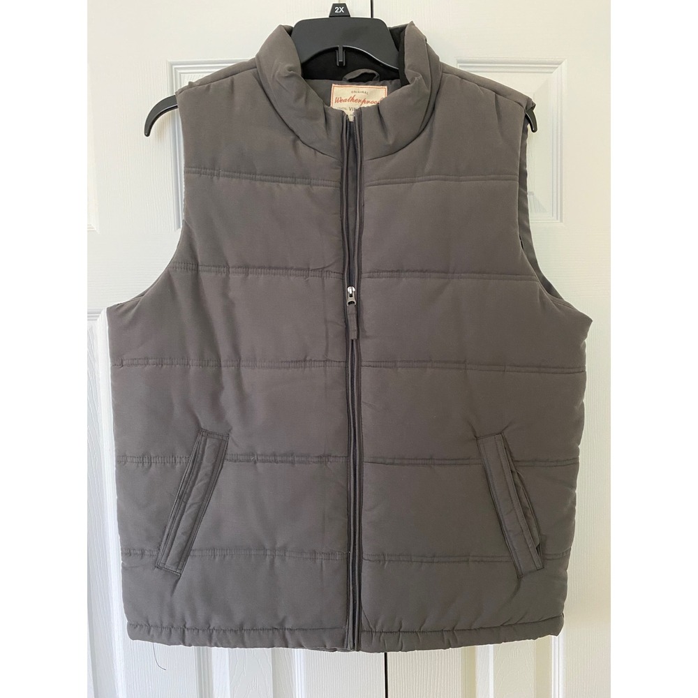 Weatherproof Vintage Puffer Vest Mens Large Gray Quilted Sleeveless Gorpcore
